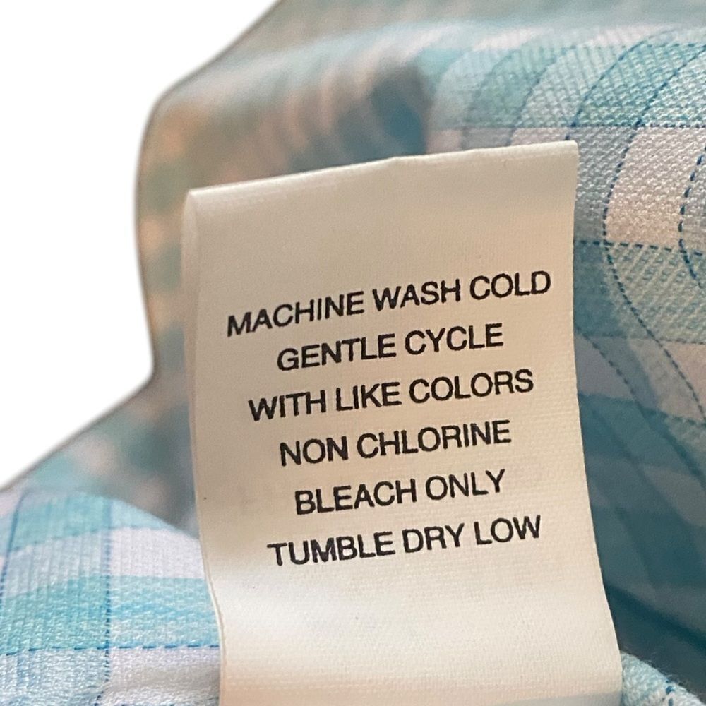 Johnnie-O Sz L Men’s Turquoise Allworth PREP-FORMANCE Check Button-Up Shirt - Picture 5 of 6